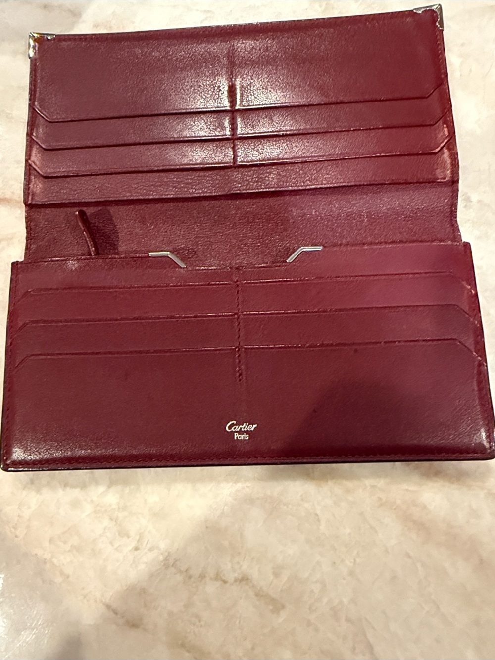 Cartier Long Leather Wallet Black and Burgundy - Picture 3 of 9